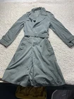 Vintage 60s Vietnam Era Raincoat 36 XL Army Green Olive TrenchCoat Military
