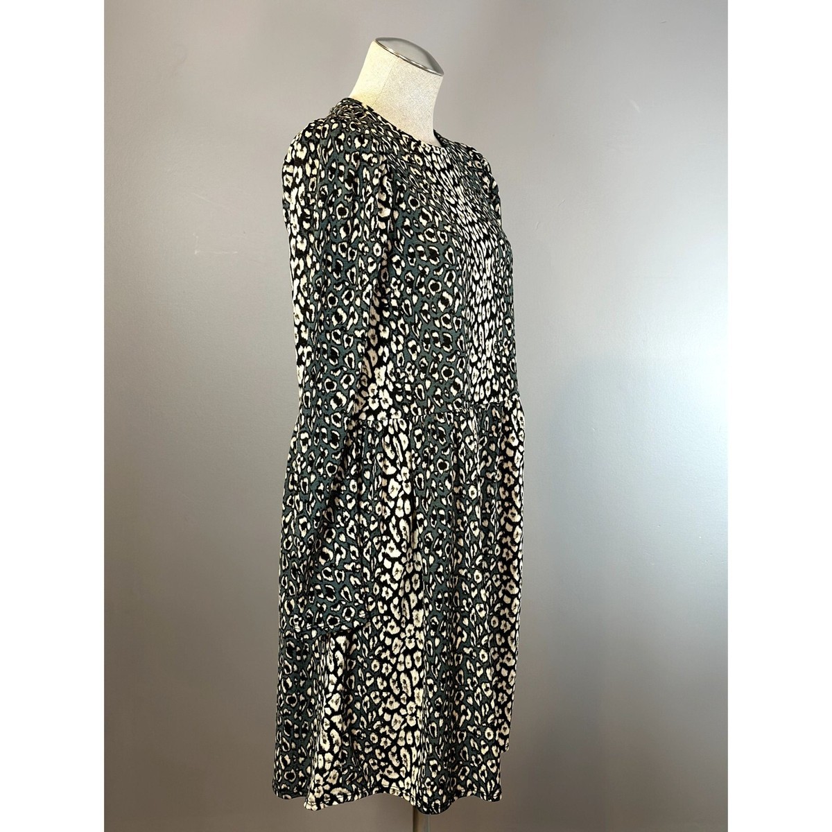 Zara Green Animal Print Long Sleeve Dress Size S | eBay