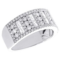 10K WeißGold Baguette Diamant Herren 9,5Mm Bar Hochzeits JubiläUmsring 1,85 CT