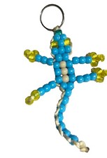 Retro Beaded Keychain Blue/Yellow