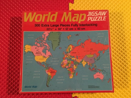 Vintage 1984 Golden 300 Extra Large Piece World Map Jigsaw Puzzle New Sealed