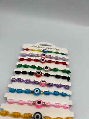 Thread Bracelet with Multicolored Knots Evil Eye Protection Pack of 12