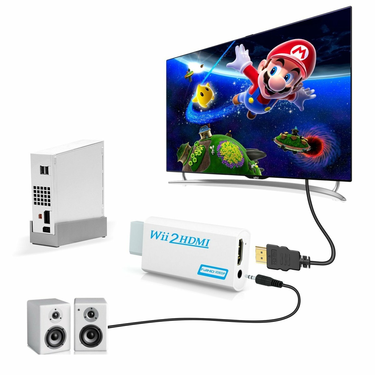 Adaptador Wii HDMI Convertidor de vídeo Full HD 1080p/720p con