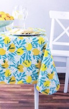 NEW Mainstays Vinyl Tablecloth Rectangle 60" x 102"-Lemons/Blue floral