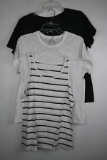 Women's Time and Tru Short Sleeve Tops & Tank 3-Pack White/Black Large(12-14)