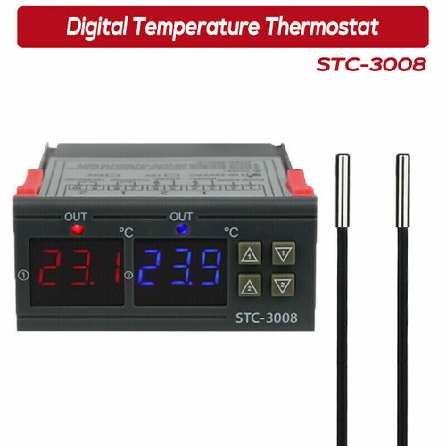 110-220V STC-3008 Digital Thermostat Electronic Dual Controller Heating Cooling - Picture 5 of 9