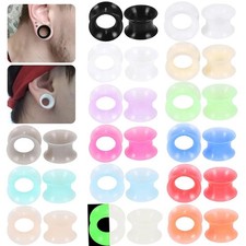 2pcs Thin Silicone Ear Plug Ear Tunnels Plugs Gauges Jewelry Earlets Flesh Gauge