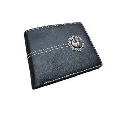 Western Stakes Leather Wallet Cross Concho Cowboy Tooled Bi Fold Soft Leather Ro