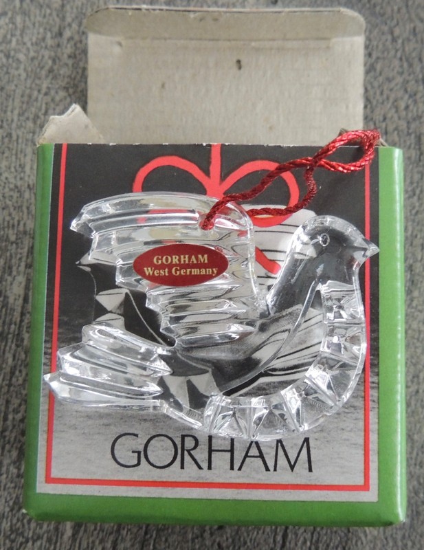 Vintage Gorham Full-Lead Crystal Holiday Dove Christmas Ornament