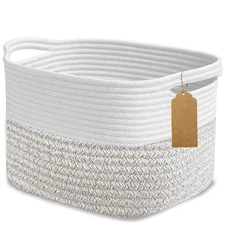 Woven Storage Basket, Cotton Rope Closet Organizers Bins for Clothes Blanket ...