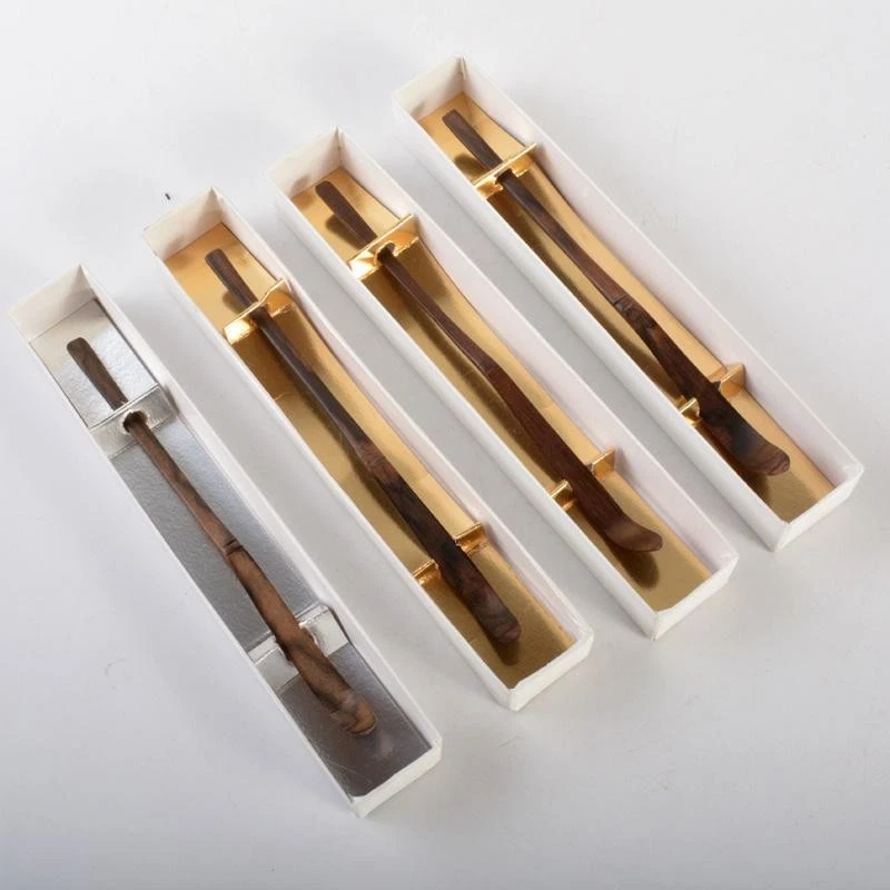 Juego de 4 cucharas de té de caqui negro con caja ceremonia tradicional japonesa del té Foto 4 de 4