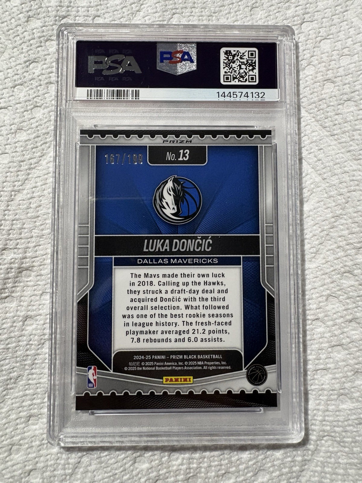 2024 Panini Prizm Black Luka Doncic Luck Of The Lottery Blue Prizm  /199 PSA 10  view 2