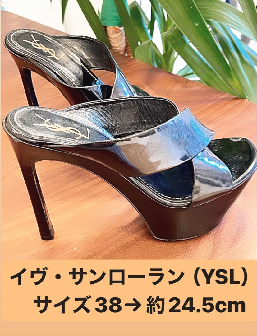 Autentici sandali omaggio Yves Saint Laurent tacco colore nero taglia 38 donna
