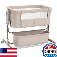 3-in-1 Baby Bassinet: Rocking, Bedside Sleeper  6-Height Adjustable