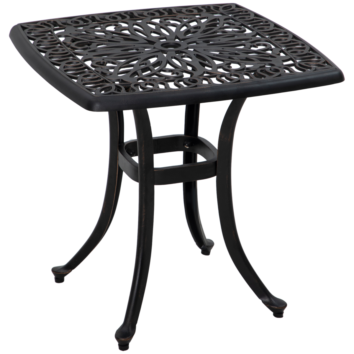Outsunny Cast Aluminium Bistro Table with Umbrella Hole - Bronze Tone