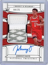 2022 National Treasures Johnny Davis On Card Auto Jersey Patch RC 04/25 BADGERS