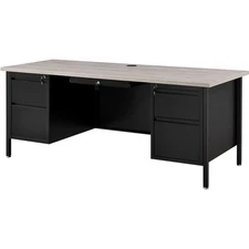 72"W x 30"D Steel Teachers Desk Gray Top with Black Frame