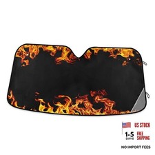 Fire Flames Car Windshield Sun Shade Foldable...