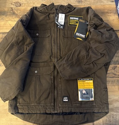 Berne Men s Echo One Insulated Jacket Brown Bark Conceal Rugged Workwear NWT
