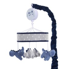 Lambs Ivy Baby Dino Blue/Gray Dinosaur Musical Baby Crib Mobile Soother Toy