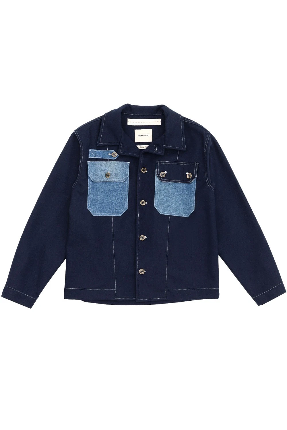 FRONT STREET 8 Jacket Overshirt Blue 35717 Details Denim Made IN Italy