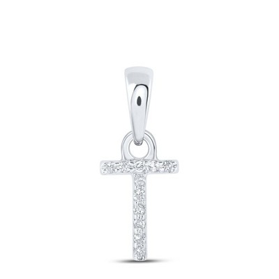 10k Weißgold 0,02 ctw natürlicher Diamant Initiale ''T'' Buchstabe Charm 0,27g Anhänger