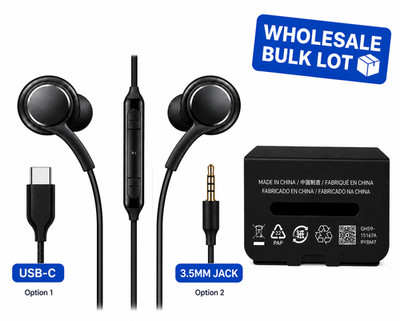 Samsung Galaxy USB-C & 3.5mm Jack Stereo Earbuds with Mic Braided Cable Bulk LOT