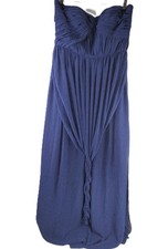 Shubette Womens Blue Strapless Maxi Dress Size 12 Pleated Evening