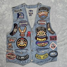 Vintage Harley HOG Vest Leather Seminole Chapter 40 Patches Size L