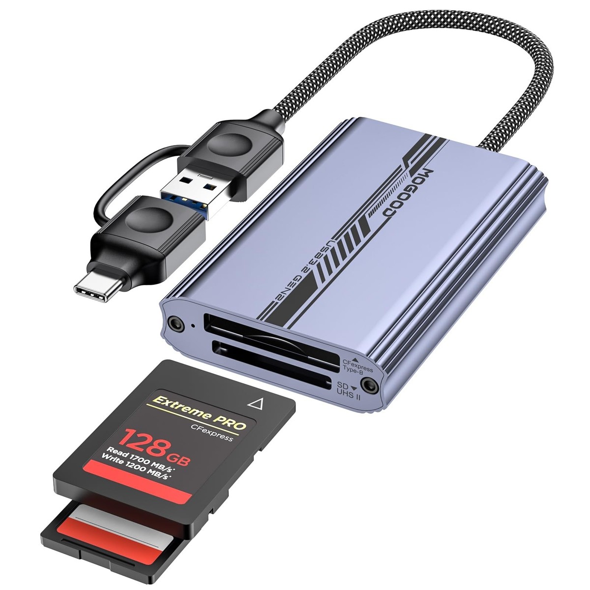 CF Express Type B & SD 4.0 Dual-Slot Card Reader USB A/C to Type B