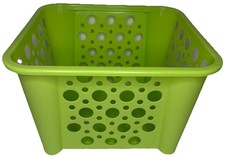 Stackable Green Storage Bin Open Plastic Basket 12.75x11.75x8.5 NEW SHIP N 24H