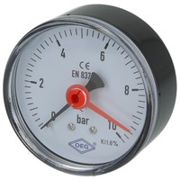 "Solar Manometer Ø 63 Mm Bis 130 °C 1/4\" Axial 0 - 10 Bar"