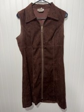 Vintage Maurice’s Suede Brown Sleeveless Zip-Up Dress| Size 11