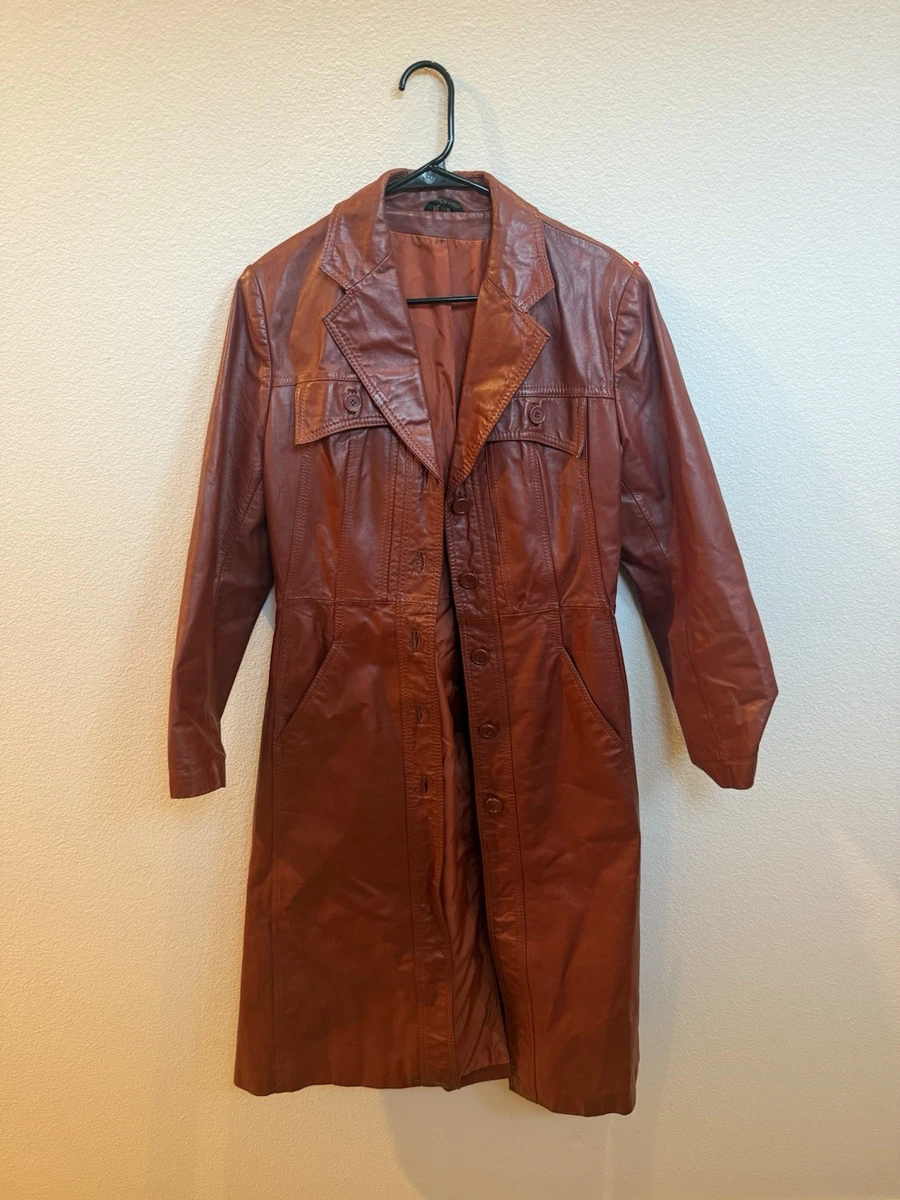 vintage leather trench coat products for sale | eBay
