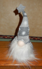 Lighted 10" Grey Christmas Gnome on timer