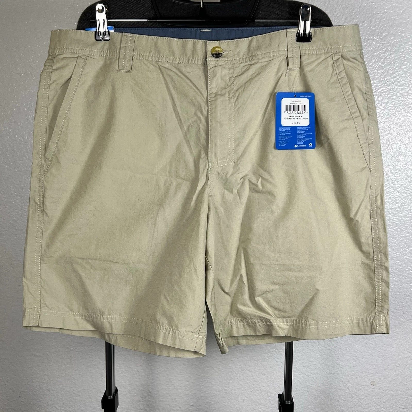 Columbia Men's Khaki Flat Front Shorts Size 38/ Ins 8"