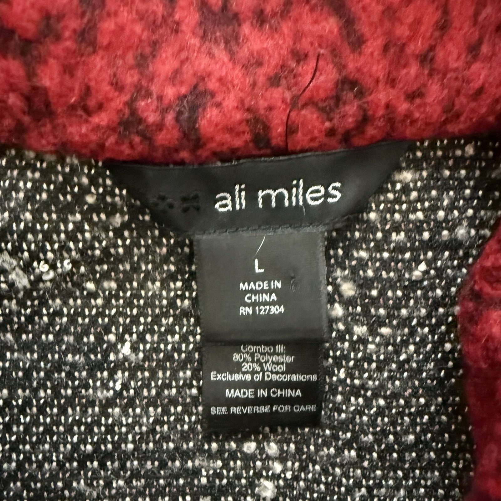 Ali Miles Patchwork Knit Jacket Size L Button Fro… - image 5