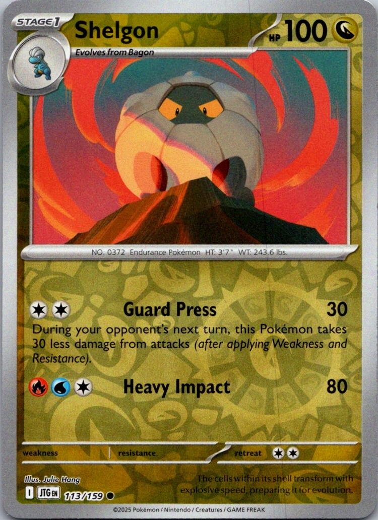 Shelgon 113/159 Common Journey Together Pokemon Reverse Holo Near Mint
