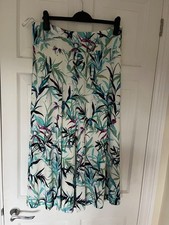 David Nieper patterned skirt; white background with turquoise, purple & green 