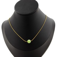 Steine Und MinéRaux. Halskette 1 Perle Peridot 8 Mm. Kette Stahl Golden Inoxyda