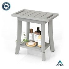 Shower Bench HIPS Waterproof 350 lb Capacity Grey Indoor Outdoor Stool Durable