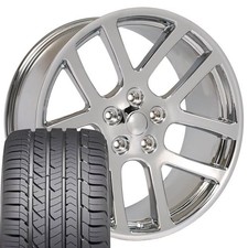 22x10 Wheels Tires Fit Dodge Ram Srt10 Laramie Hemi Dakota Chrome Gy 2223 B1w