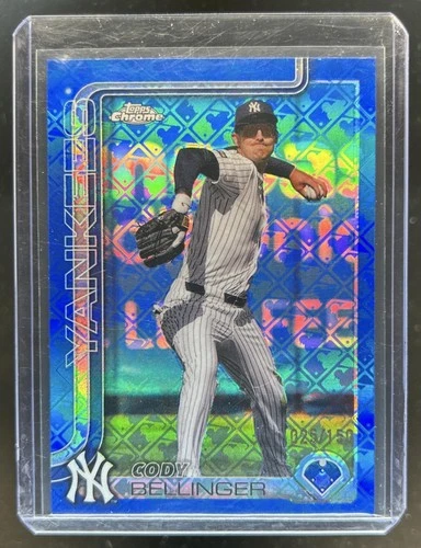 2025 Topps Chrome LogoFractor Cody Bellinger Blue Refractor #/150 Yankees