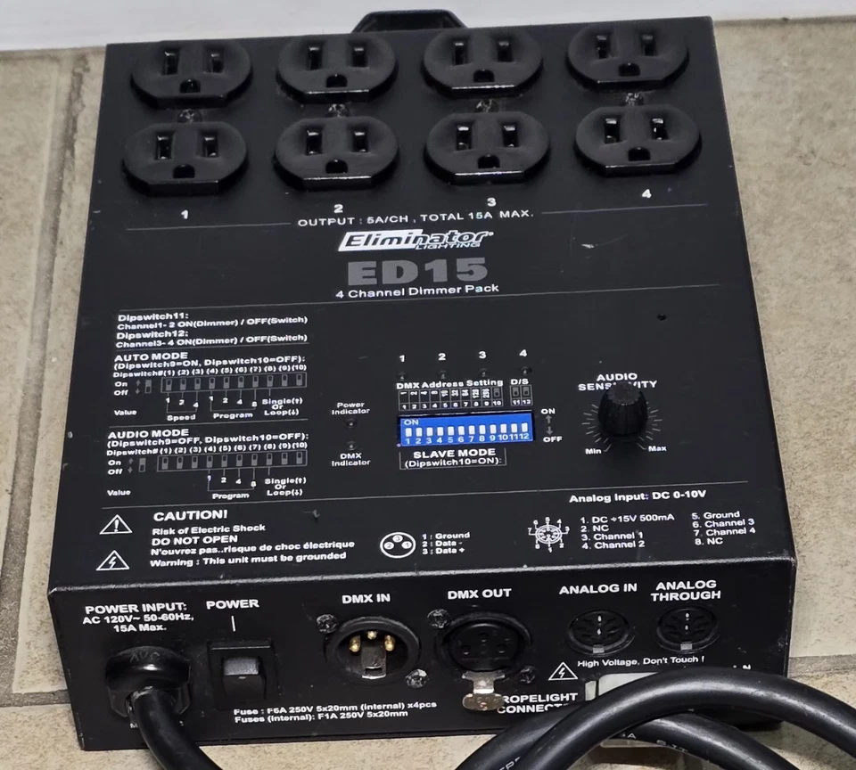 Eliminator Lighting ED-15 4-Channel DMX Lighting Dimmer - Image 2 of 4