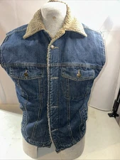 Vintage MKYB Sz34 Denim Vest Mens Large Fleece Sherpa Lined Chore Barn