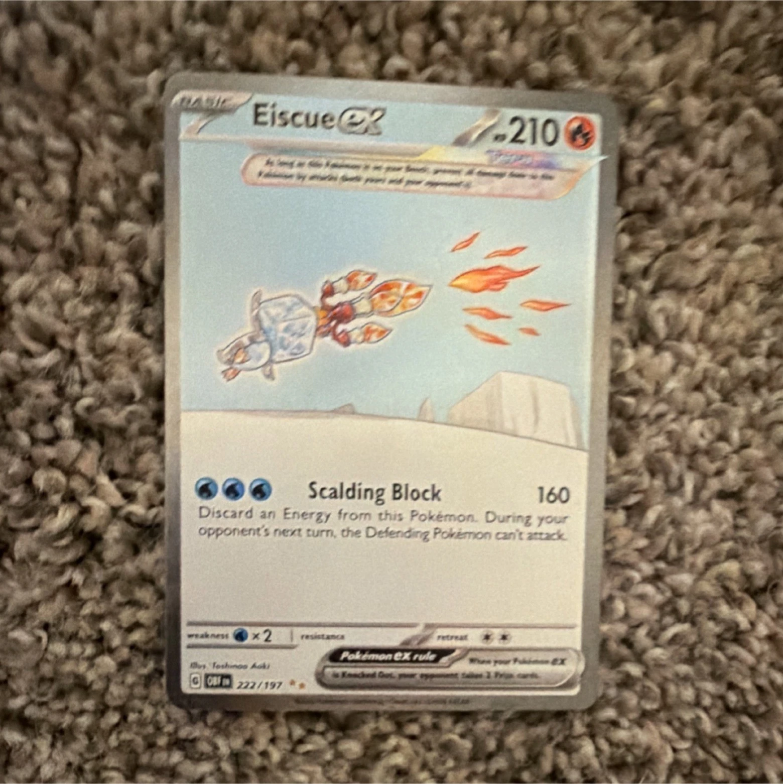 Pokémon Eiscue ex SV03: Obsidian Flames 222/197 SIR