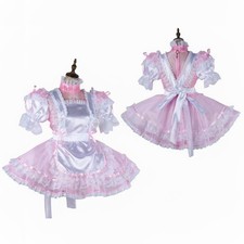 French Maid Girl Sissy Lockable Pink Organza Dress cosplay costumes Tailor-made