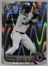 2022 Bowman Draft Chrome 1st CHASE DELAUTER Black & White RayWave #BDC-49
