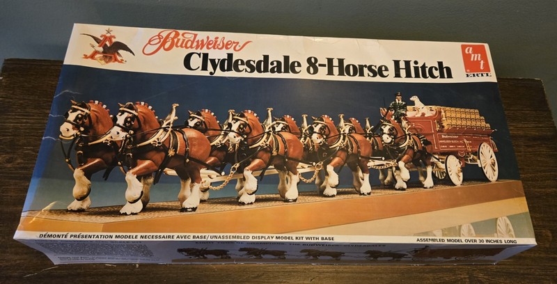 NOS UNUSED MIB AMT Ertl 6716 Budweiser Clydesdale 8 Horse Hitch Model Kit 1/20
