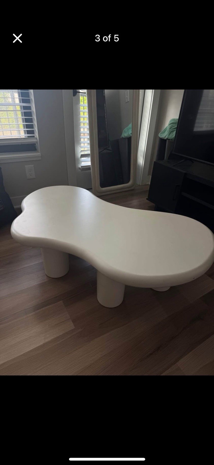 Cloud Coffee Table Irregular Cream White Coffee Table with 4 Legs Modern